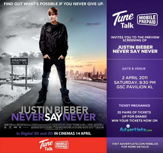 justin bieber movie never say never tickets. Never#39; Justin Bieber Movie