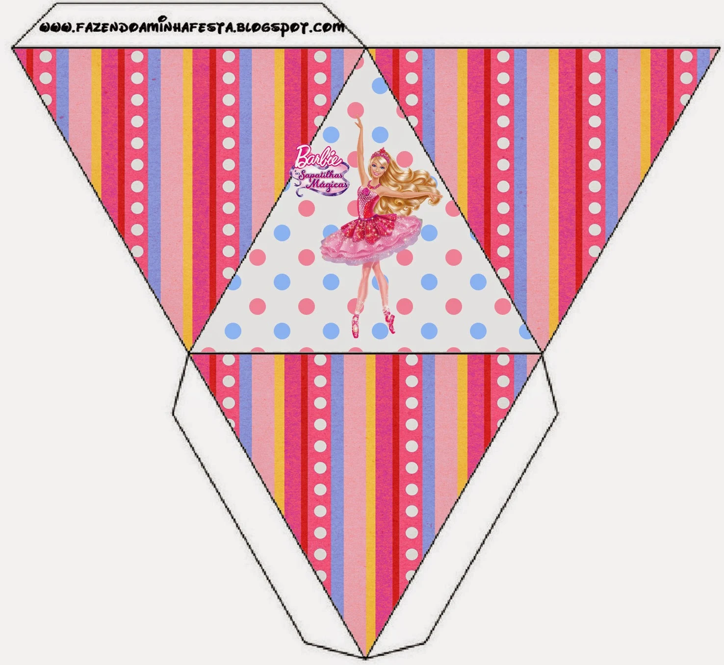 Barbie Magic Shoes Free Printable Pyramid Box.