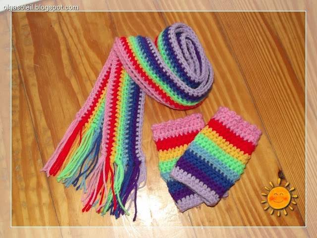 Rainbow Scarf and Mittens 1