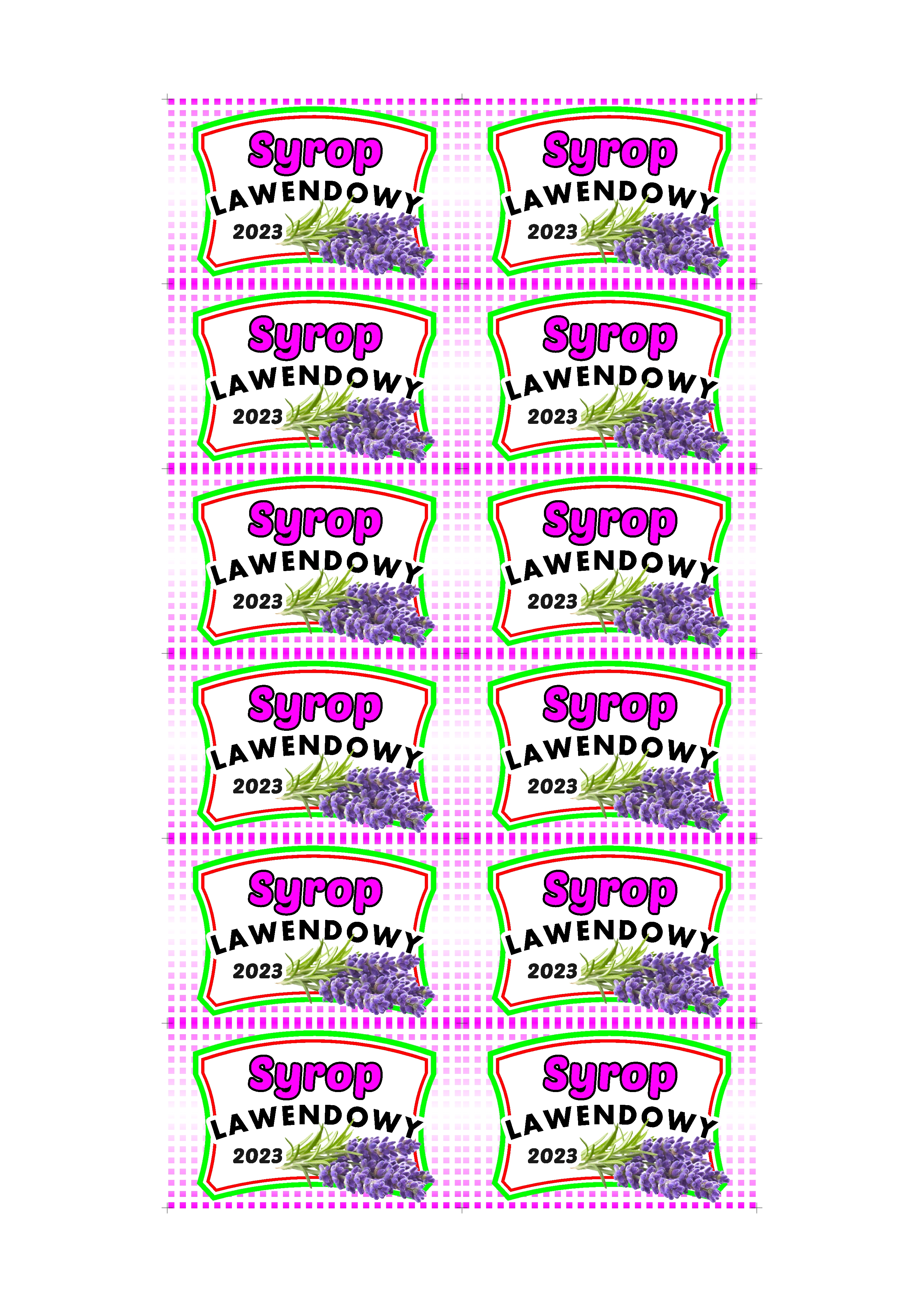 Syrop lawendowy - etykiety do druku