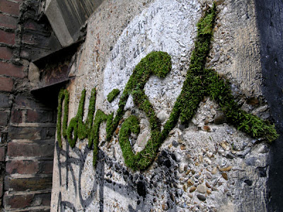 Home wallpaper murals - Moss Graffiti by Anna Garforth, wall graffiti