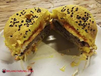 Beef Cheezy Burger Cross Section