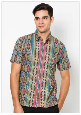 Contoh model  baju  batik  pria  muslim  kerah sanghai 