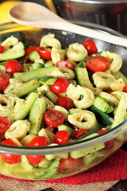  in addition to dressed alongside lemony herb vinaigrette Summer Vegetable Tortellini Salad