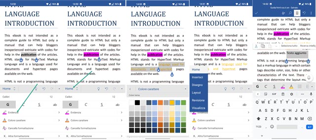 modifiche applicabili ai file docx con word