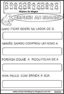 Atividades de formação de frases para alfabetização