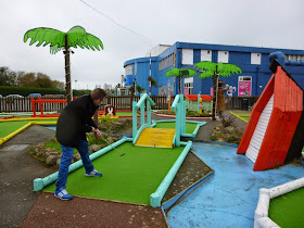 Richard Gottfried playing the Adventure Golf course at Pontins Camber Sands Holiday Park