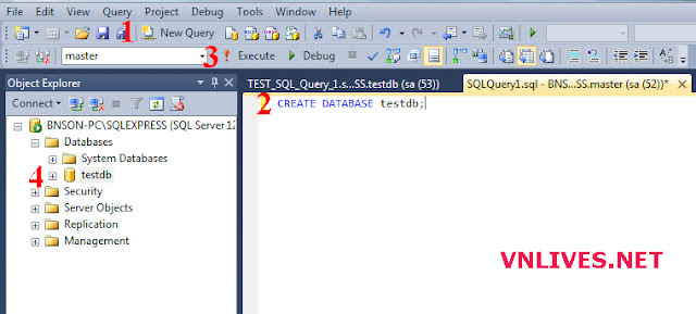 How to create new database in sql server 2014 by sql query?