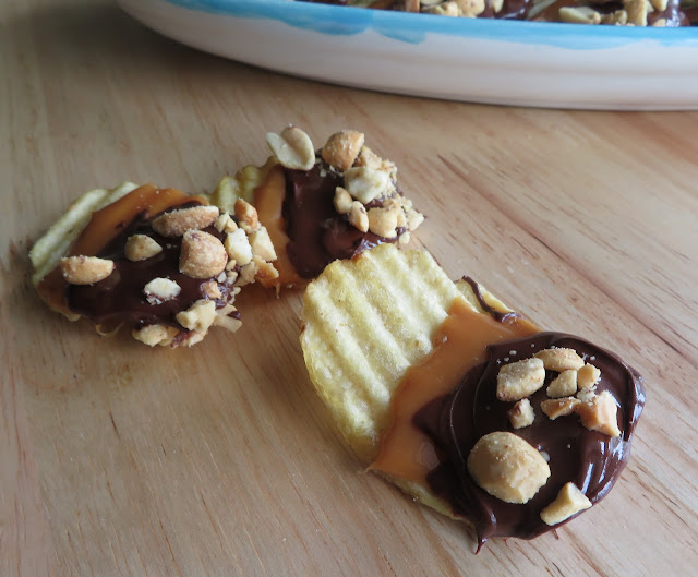 Toffee, Chocolate and Peanut Dipped Potato Chips