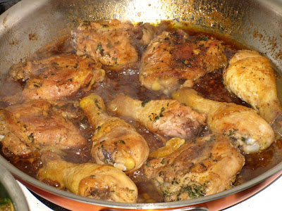 Finish cooking chicken in thickening sauce