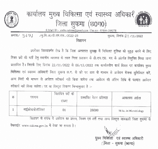 DISTRICT HOSPITAL SUKMA CHHATTISGARH VACANCY 2022 | जिला हॉस्पिटल सुकमा छत्तीसगढ़ में संविदा पद की वेकेंसी