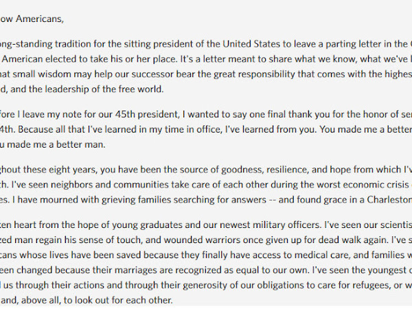 President Obama's Final Message To The White House Email List-Yes WE Can