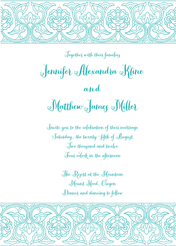 Floral Scroll Wedding Invitation