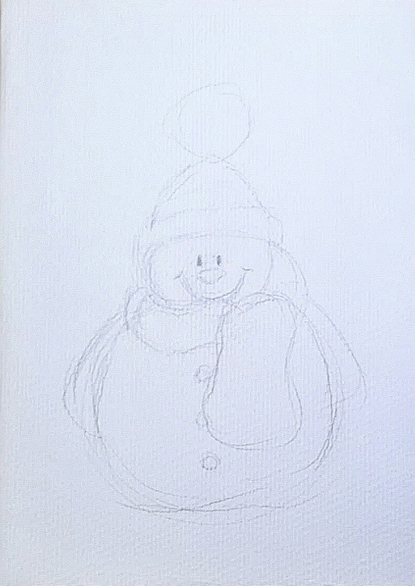 How to draw snowman in watercolor