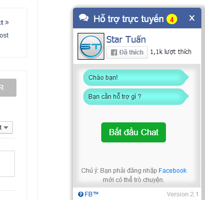 Code Tạo hộp chatbox hỗ trợ online cho fanpage facebook