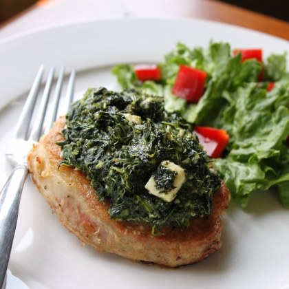 Spinach and Feta-Topped Pork Chops