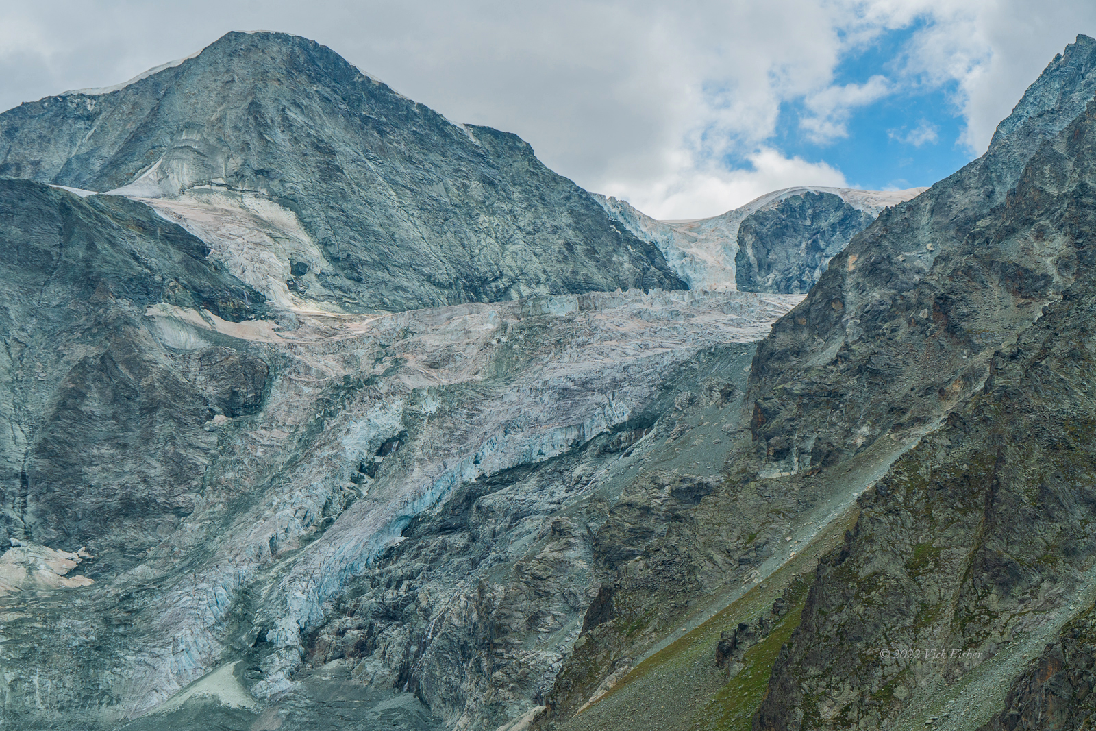 Pigne d'Arolla mountain peak glacier Tsijiore Nouve Swiss Switzerland hiking outdoors