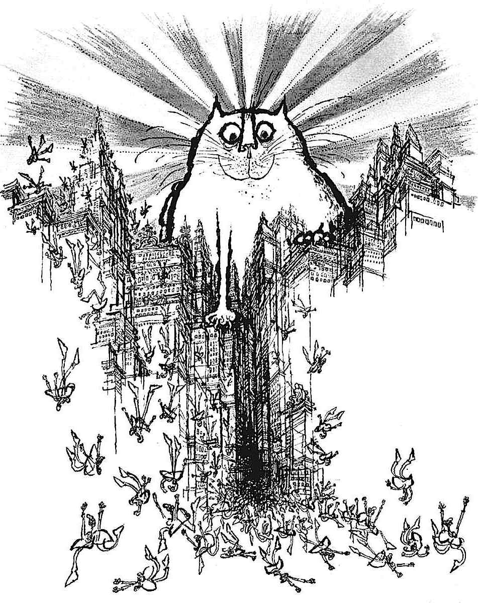 a Ronald Searle giant cat