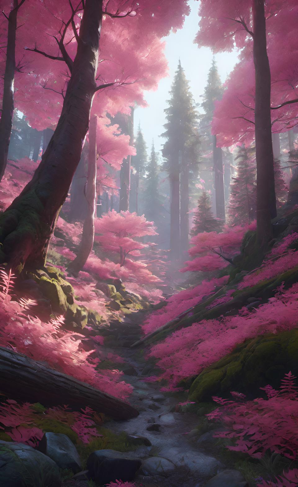 خلفيات شاشة غابة باللون الزهري