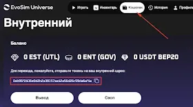 Создание депозита в EvoSim Universe