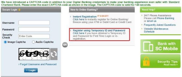 Register using Temporary ID and Password