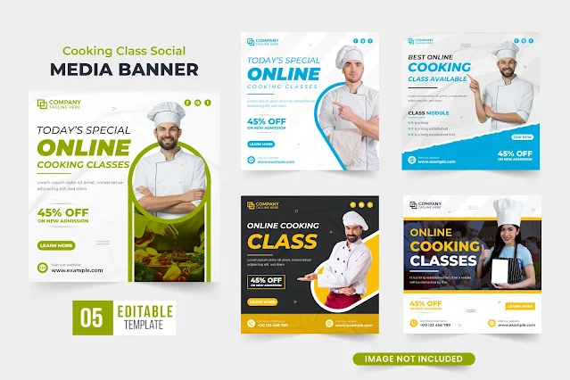 Cooking class marketing template vector free download