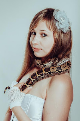 pretty women with snake image