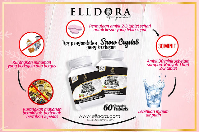 Elldora Snow Crystal : Rahsia kulit  wajah yang cerah, flawless dan berseri dengan bahan semulajadi.