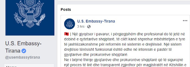 US Embassy in Tirana call: The 'KLGJ and 'KLP' must be raised this week