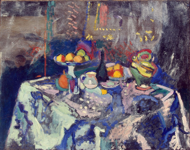Vase, Bottle and Fruit by Henri Matisse - Still Life Paintings from Hermitage Museum