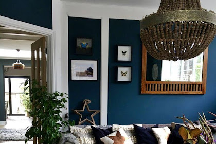 Modern Navy Blue And Beige Living Room
