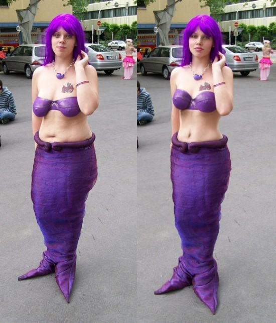 Let's see cosplay girls before and after Photoshop manipulations