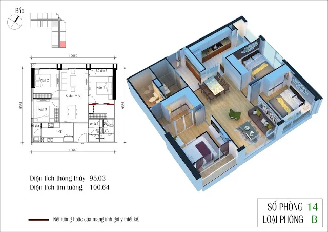 Thiết kế căn 14 tòa CT2 Eco Green City