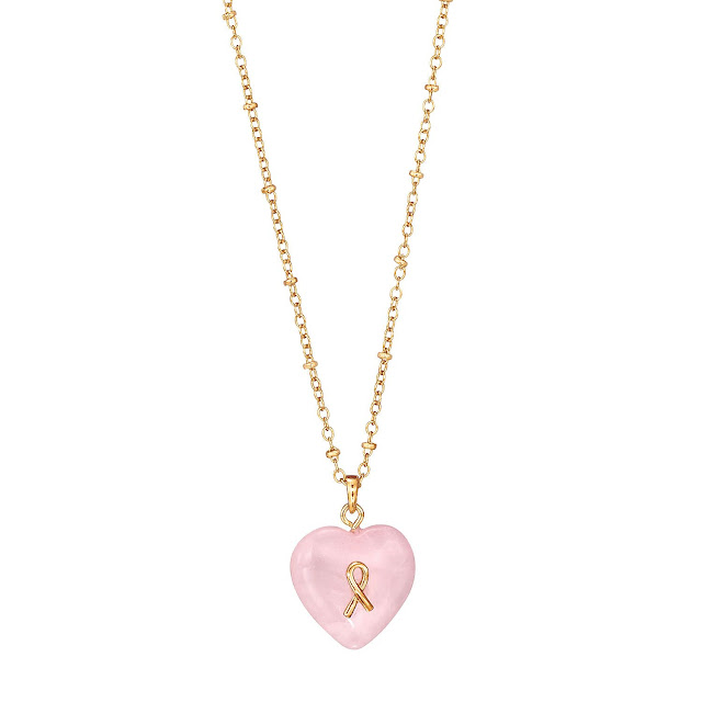 Breast Cancer Awareness Rose Quartz Necklace