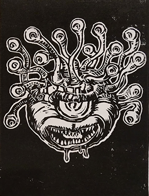 Beholder - Lino-cut by Rob Wood