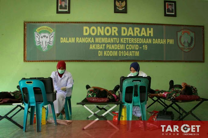 Antisipasi Stok Darah Menipis di Tengah Wabah Corona, Dandim Aceh Timur Pimpin Langsung Donor Darah