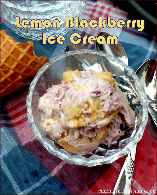 Lemon Blackberry Ice Cream | recipe developed by Karen of www.BakingInATornado.com | #recipe #dessert