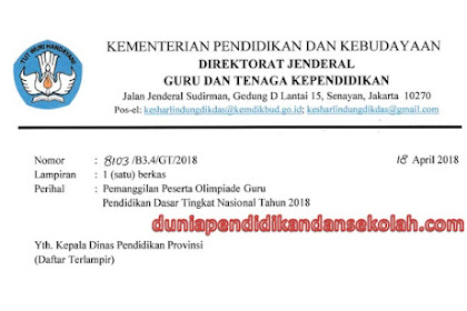 Daftar Nama Juara Olimpiade Guru Nasional (OGN) Tingkat Provinsi Tahun 2018 Untuk Jenjang SD dan SMP Lengkap