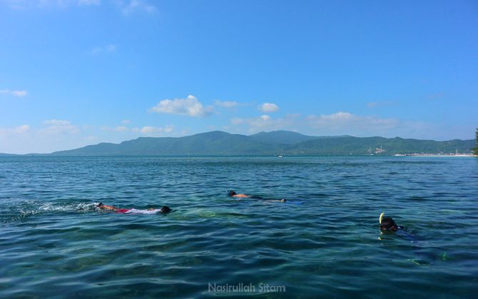 Aktivitas snorkeling di dekat pulau Menjangan Besar