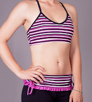 Style Athletics Bijubee Wear Pink Black White Stripe Sports BRa