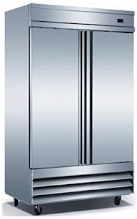 Stainless Steel Heavy Duty Commercial Reach in Freezer with 2 Solid Doors 6 Shelves and Top Mounted Compressor Refrigerator