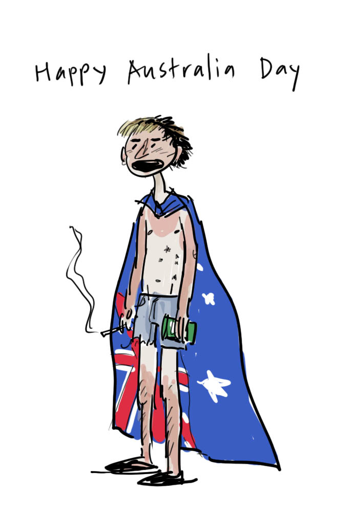 picture: a bogan on australia day · Ben from Vanishing Point has drawn a picture of a bogan for you. Well, maybe not for you, but I thought you might like 