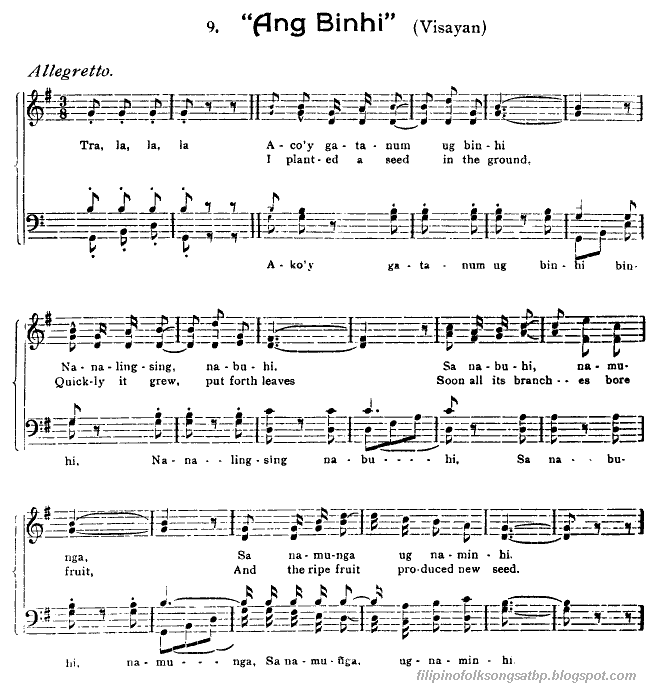 Filipino: Visayan Folk Song - Ang Binhi (Sheet Music)