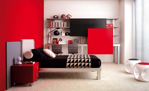 Red color in the bedrooms of a special character - the colors of ...