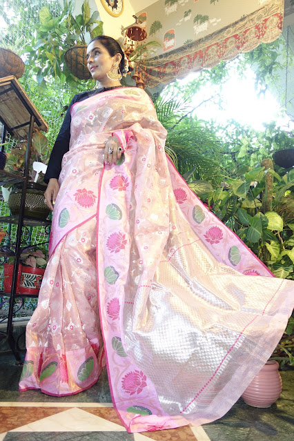 Baby pink Kita Doria Saree