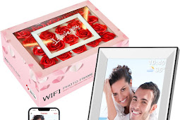Jazeyeah Valentines Day Gifts for Her, Valentines Day Gifts for Women, Frameo Valentine's Day Gifts WiFi Digital Picture Frame with 20 Roses, Rose Flower Gifts for Girlfriend, Valentines Day 