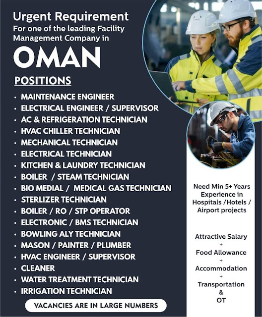 Urgent Requirement for Jobs in Oman