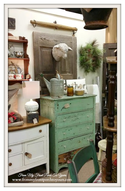 Green Vintage Dresser-Sheep Head-Georgia-Antique Shopping-The Savvy Shopper- From My Front Porch To Yours