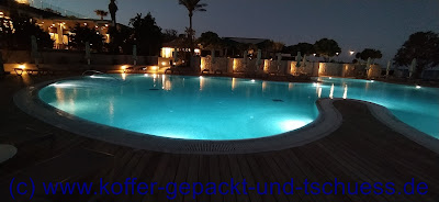 Rhodos Hotel Esperos Mare Palace Pool am Abend