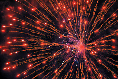 photo of fireworks over Rockaway Beach Oregon by Nancy Zavada